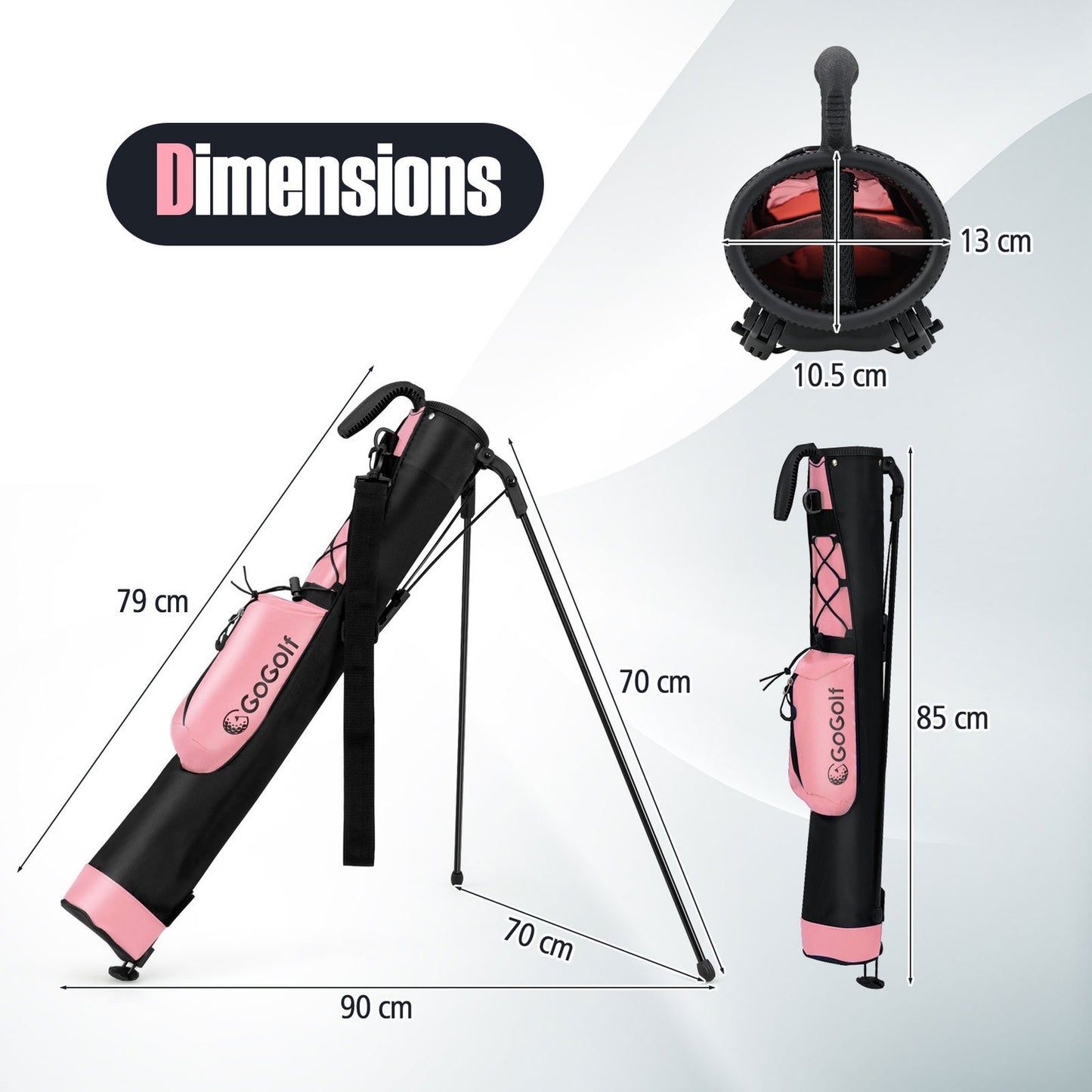 Lightweight Golf Stand Bag with 2-Way Divider, Pink