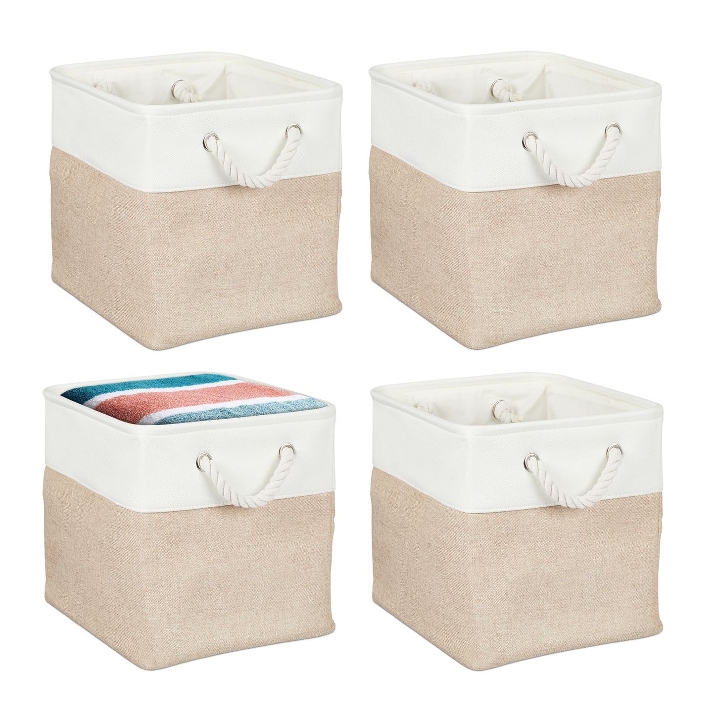 Linen Storage Baskets Set of 4 – Multipurpose Organizers