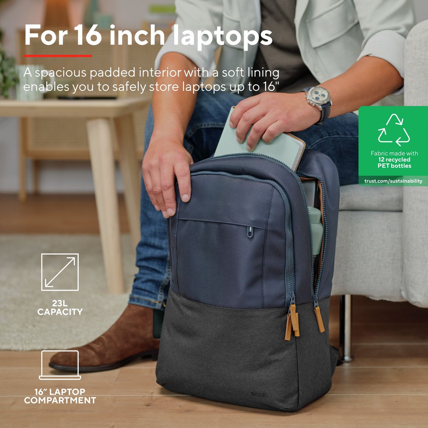 Lisboa Backpack for laptop 16" Blue