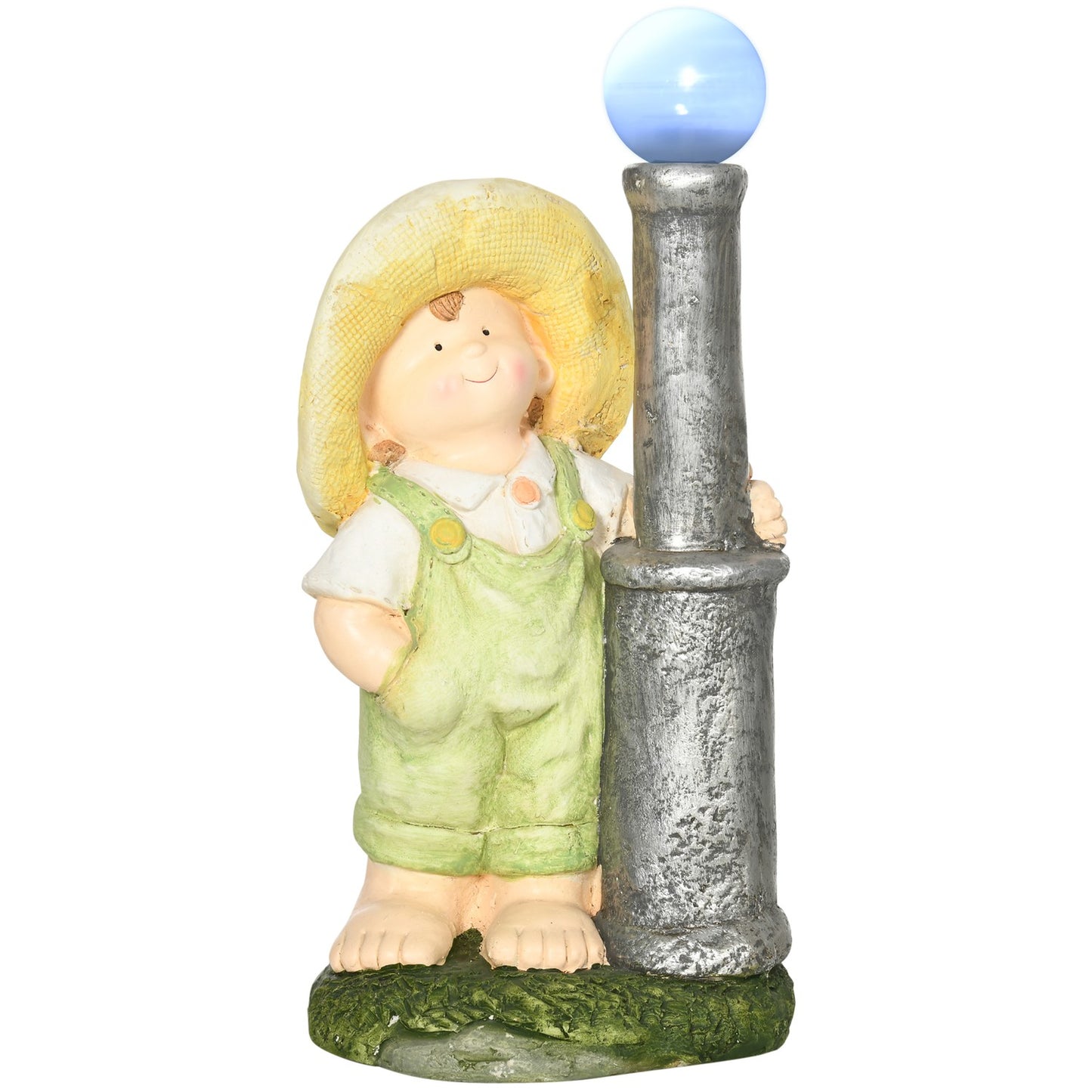 Little Boy Lantern Garden Ornament with Solar LED Light, 56cm