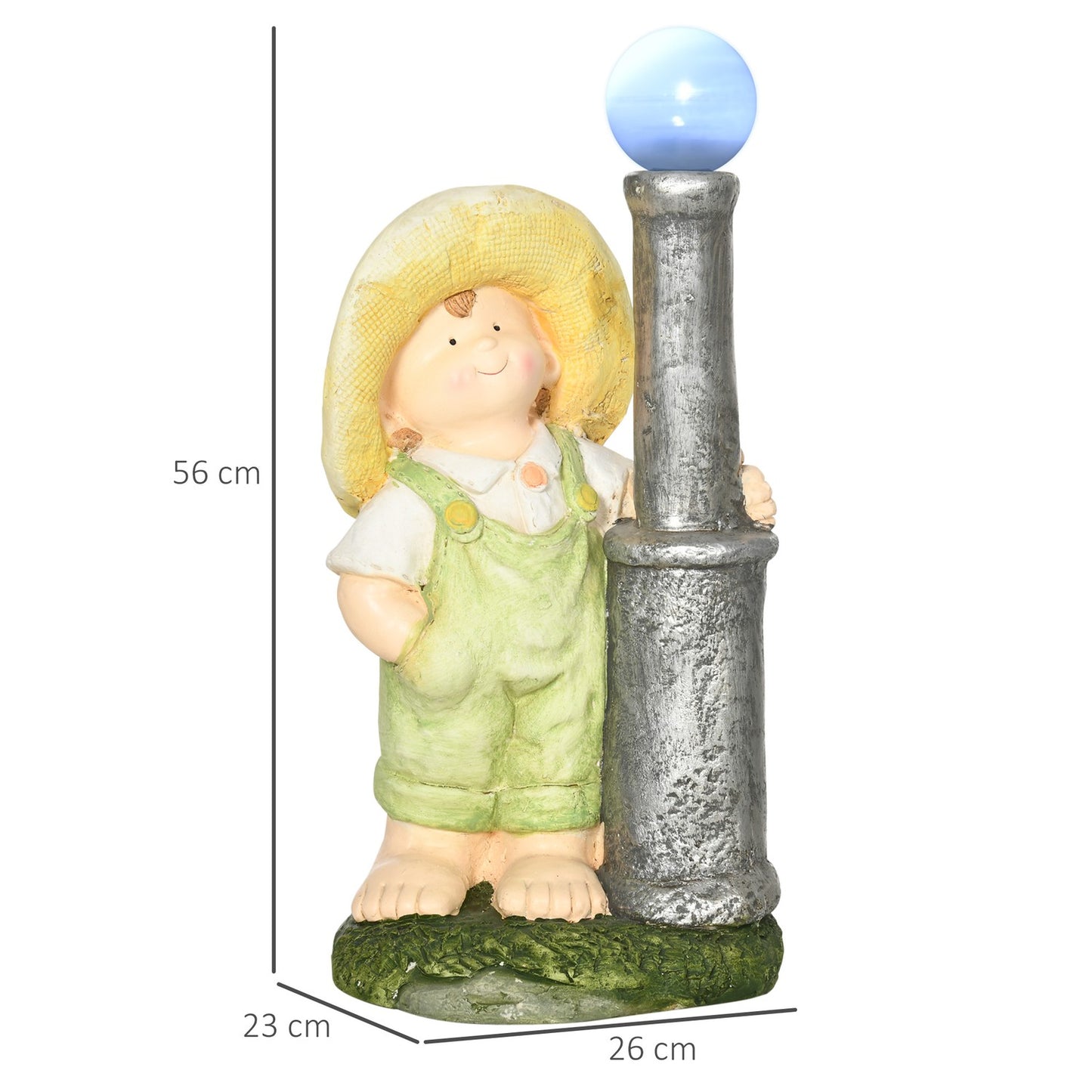 Little Boy Lantern Garden Ornament with Solar LED Light, 56cm