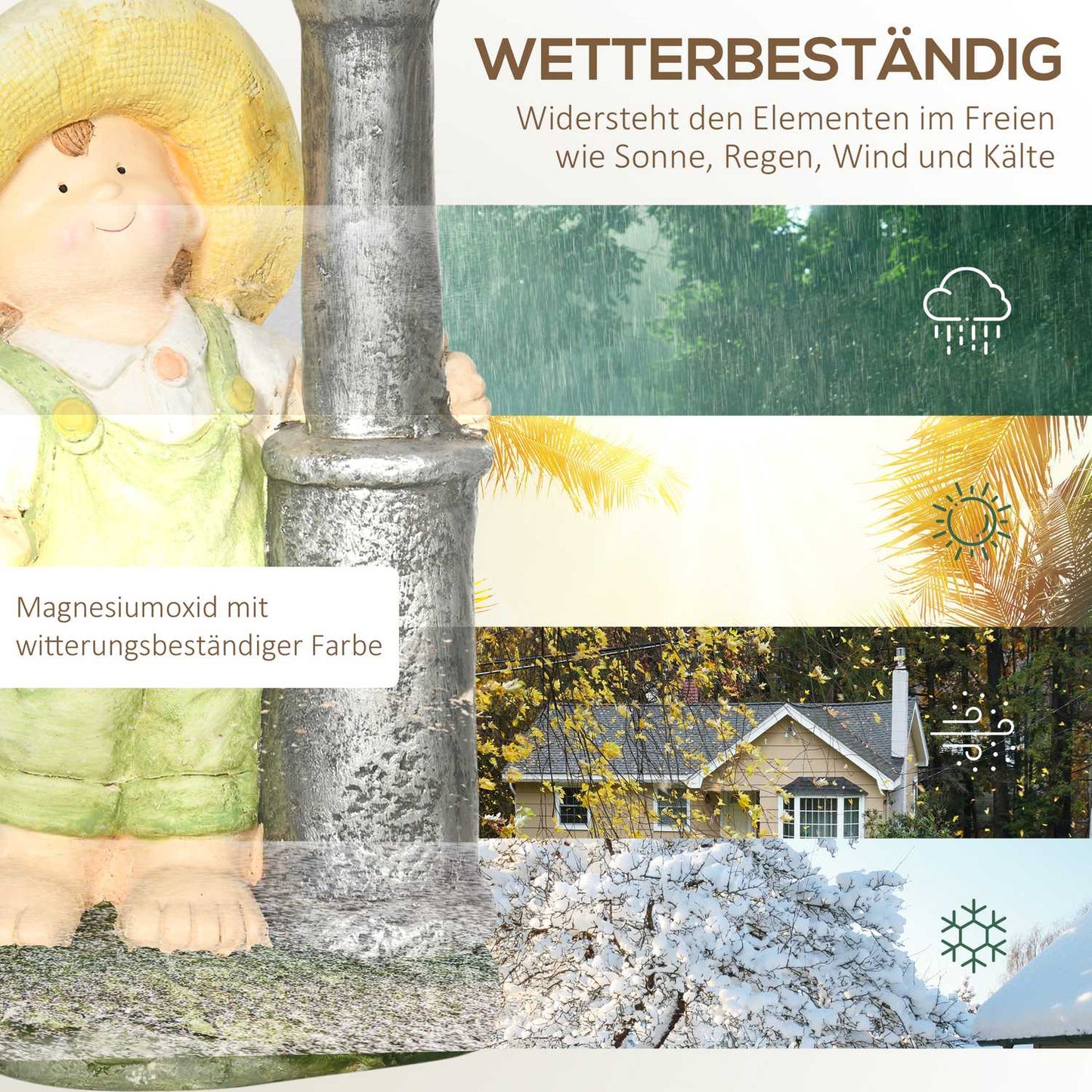 Little Boy Lantern Garden Ornament with Solar LED Light, 56cm