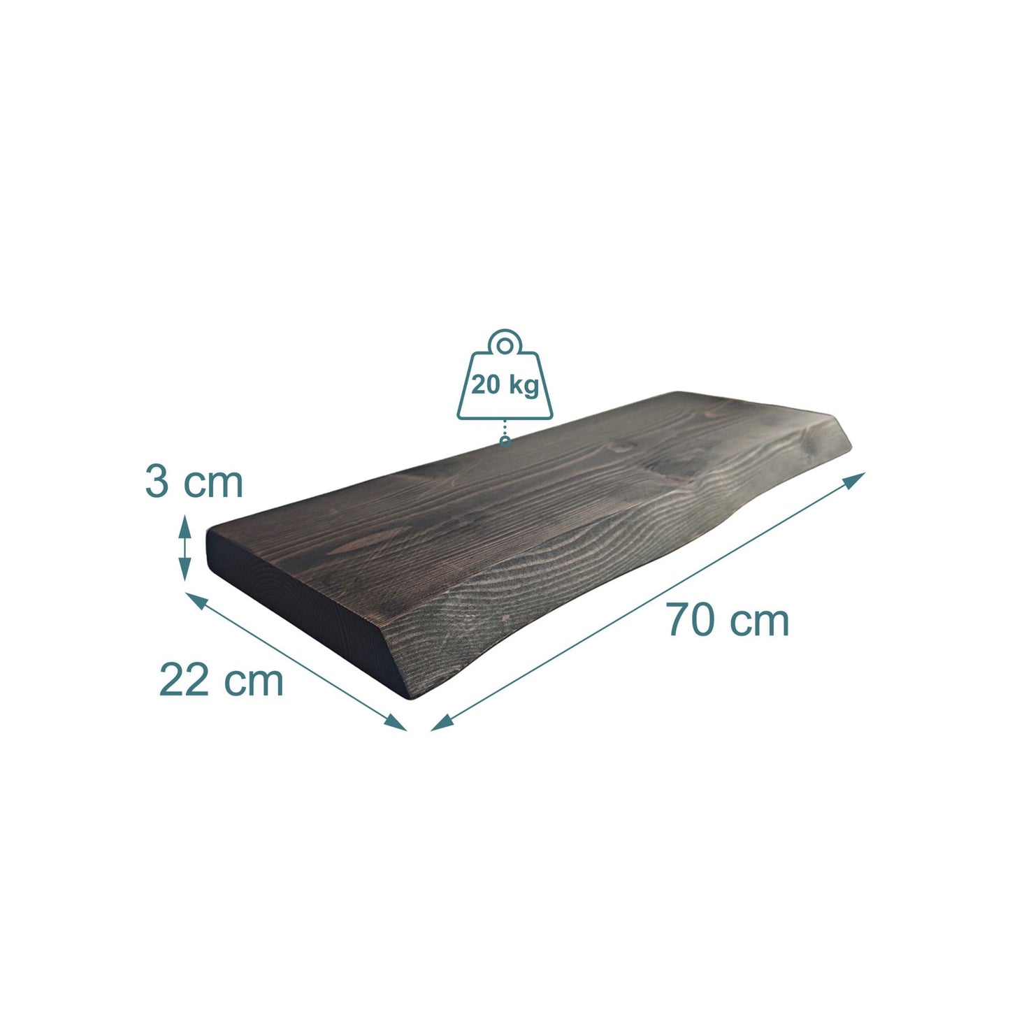 Live Edge Solid Wood Shelf – Rustic Floating Design