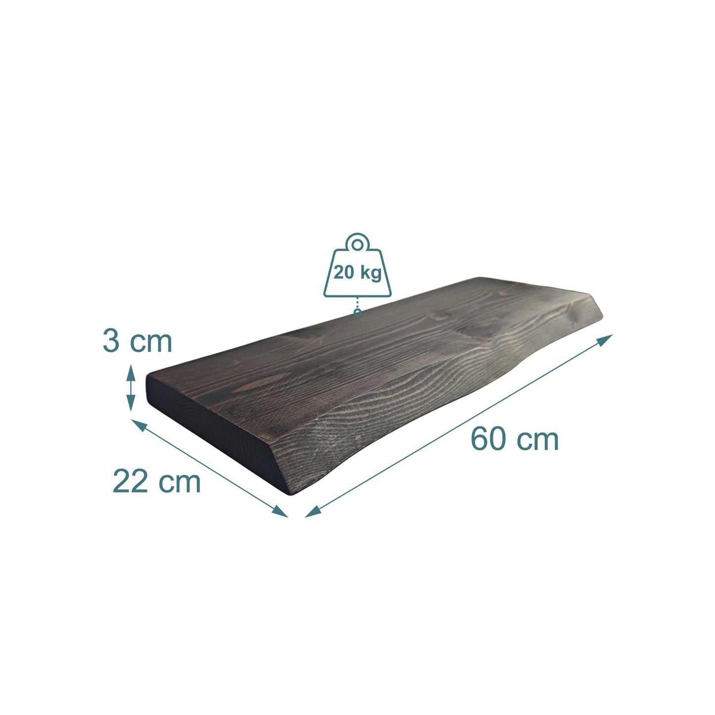 Live Edge Solid Wood Shelf – Rustic Floating Design