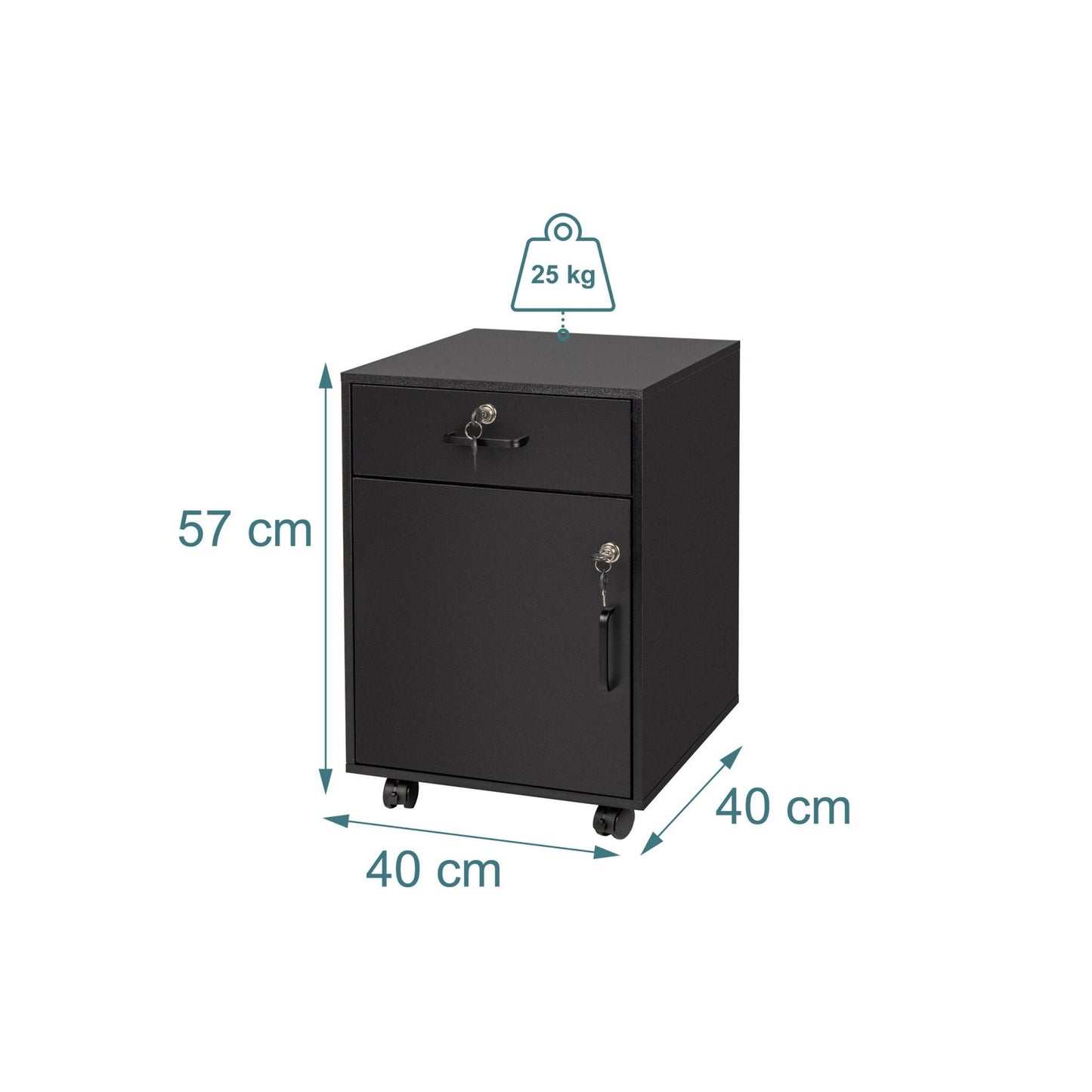 Lockable Mobile Pedestal with Drawer and Compartment