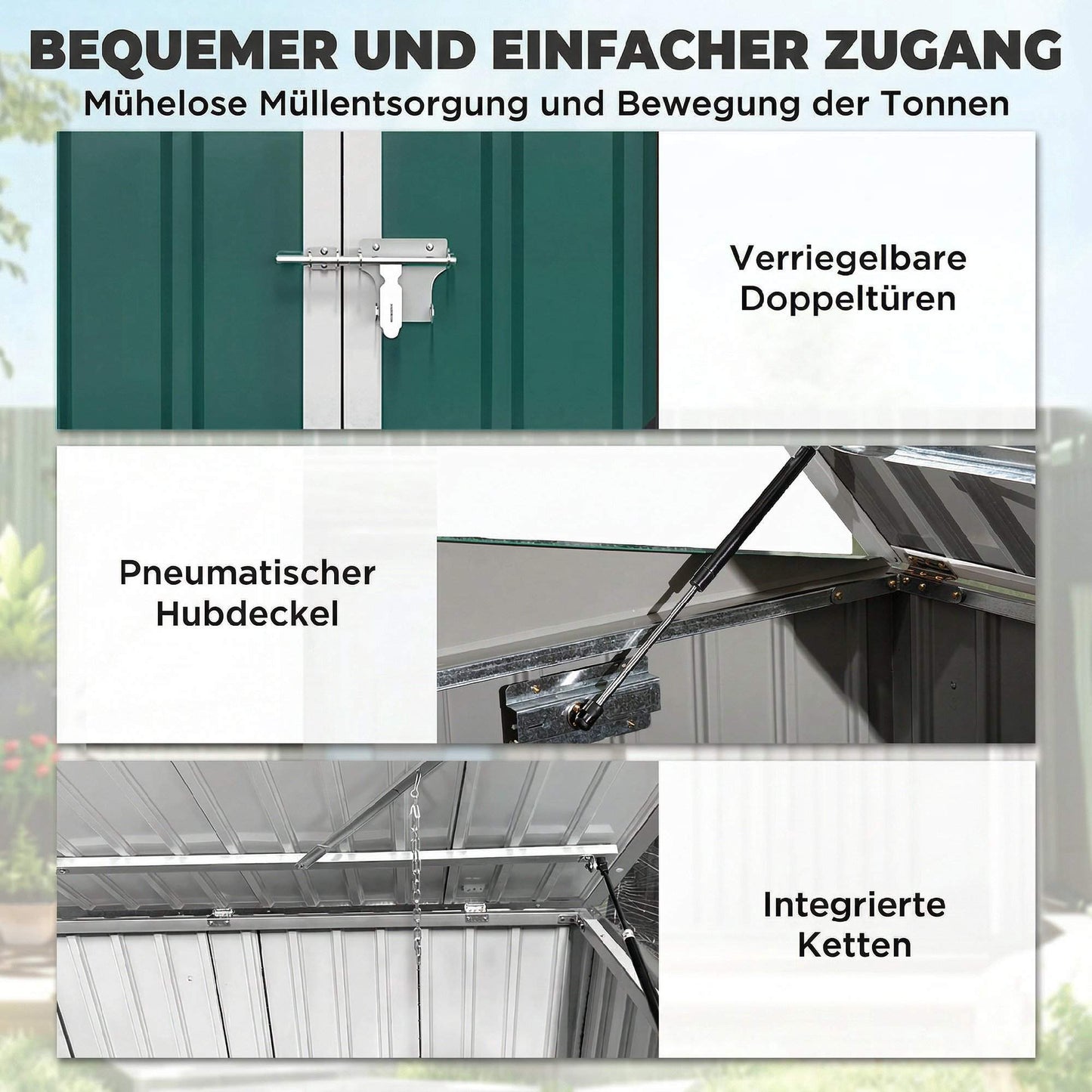Lockable Steel Bin Storage for 2 Bins with Double Doors