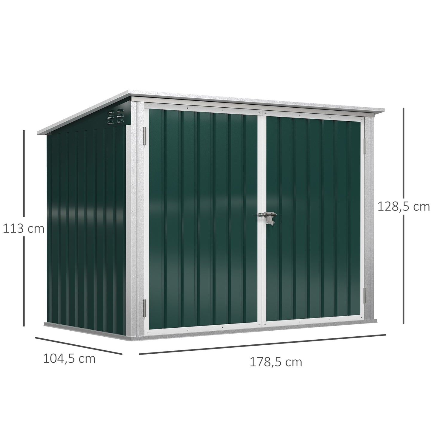 Lockable wheeled box in steel, fits 2 tonnes, green