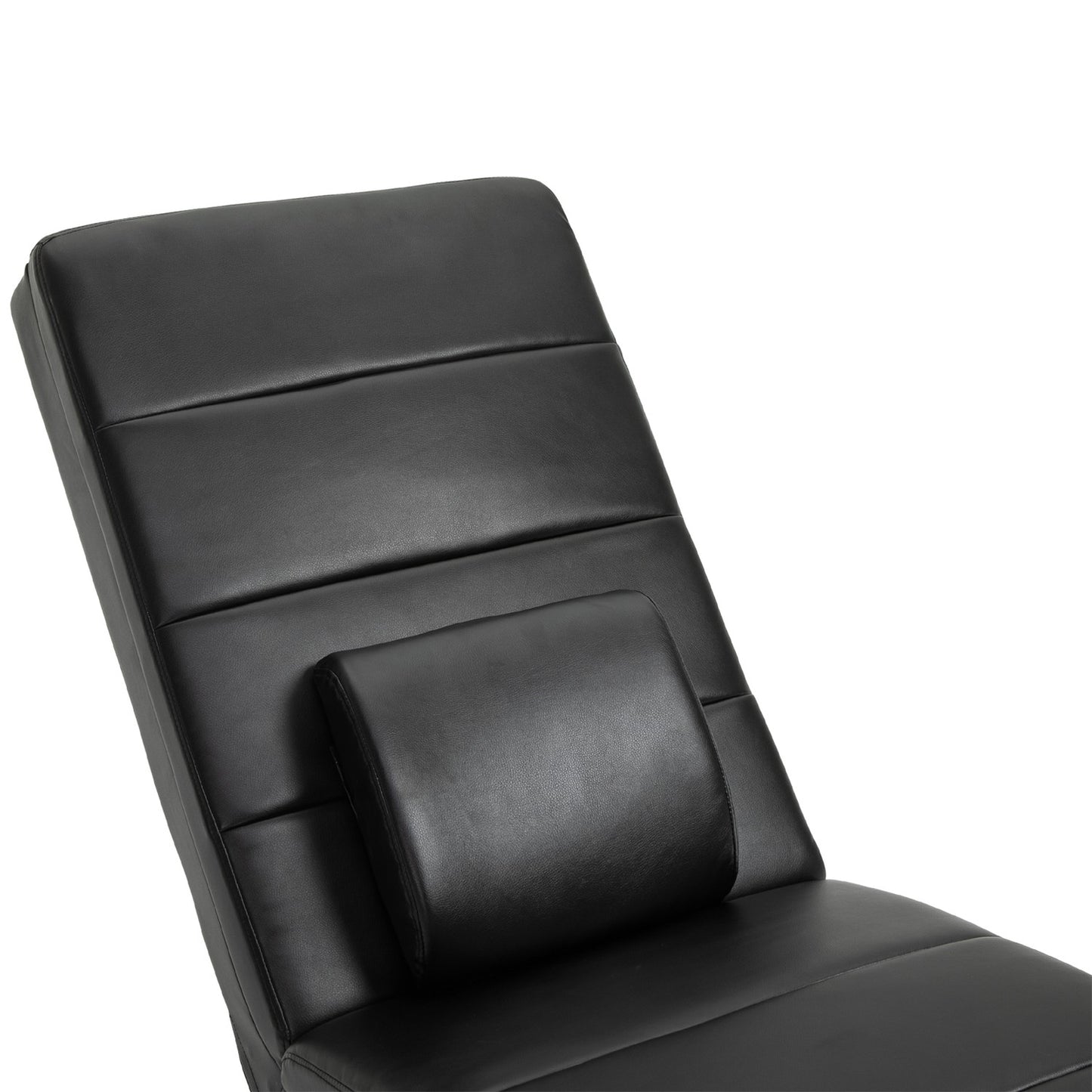 Massage lounge chair, high backrest, artificial leather, black