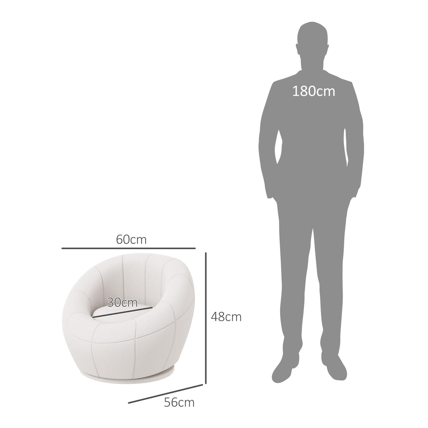 White swivel lounge chair with armrests for living room
