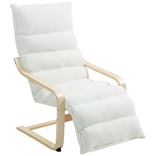 Upholstered Birch Lounge Chair with Adjustable Footrest