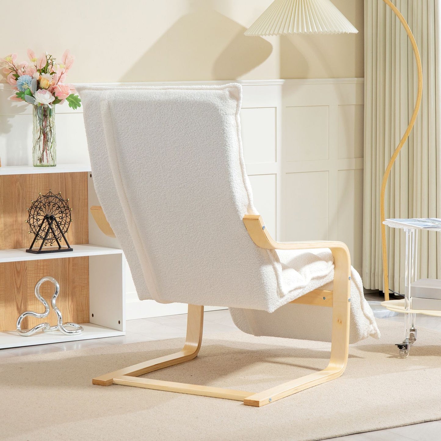 Upholstered Birch Lounge Chair with Adjustable Footrest