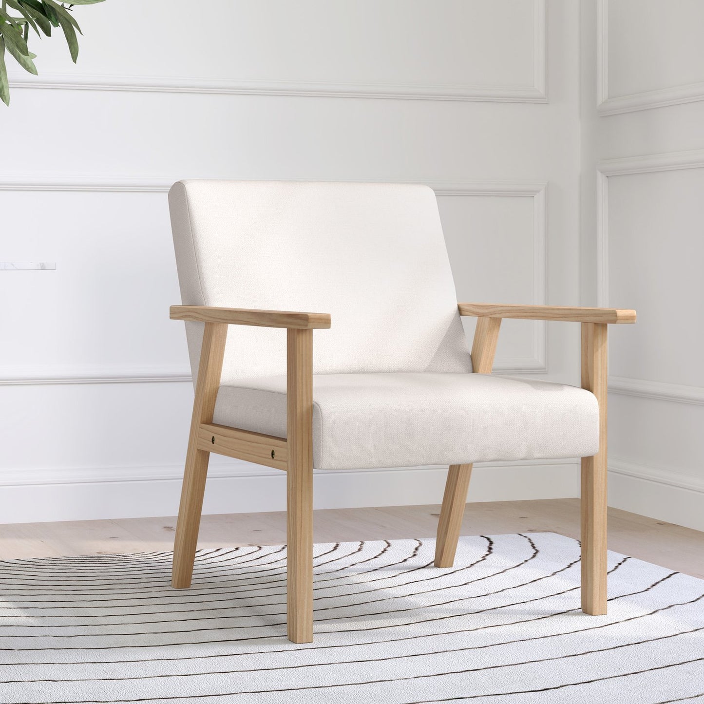 Armchair with armrests, Upholstered, Cream white, 64x70x72 cm