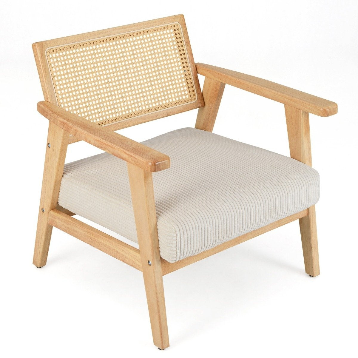 Lounge chair with rattan backrest Dining chair with upholstered seat Upholstered reading chair