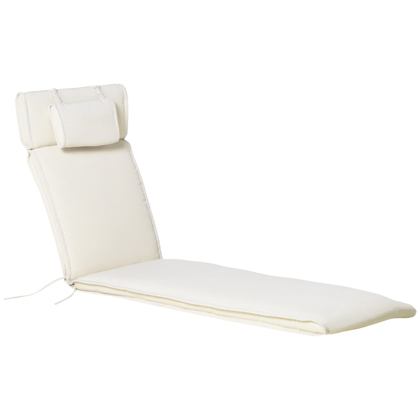 Cream white outdoor chair cushion, polyester, 198x53x5 cm