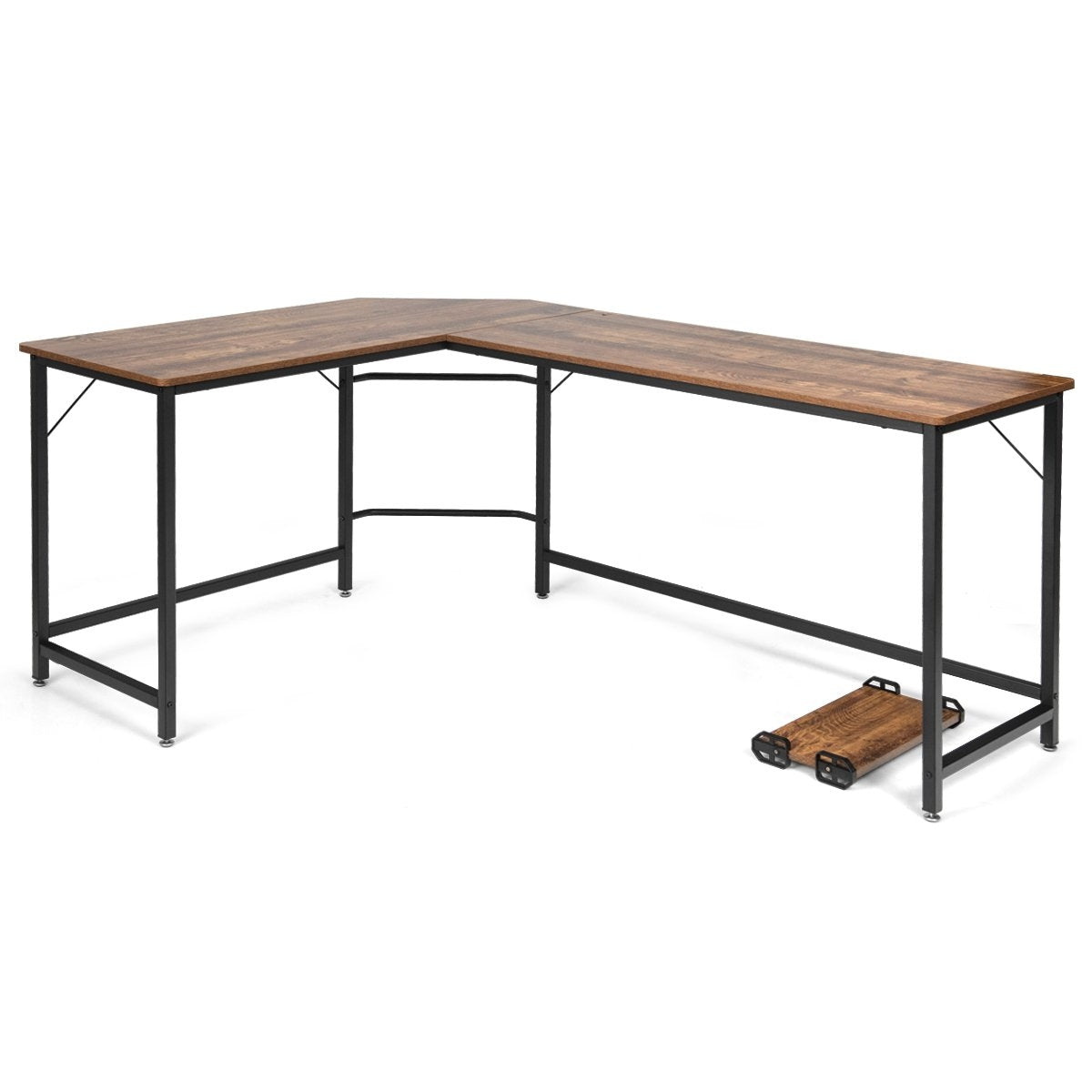 L-shape computer desk PC corner desk angle desk black/natural 168 x 125 x 74 cm coffee