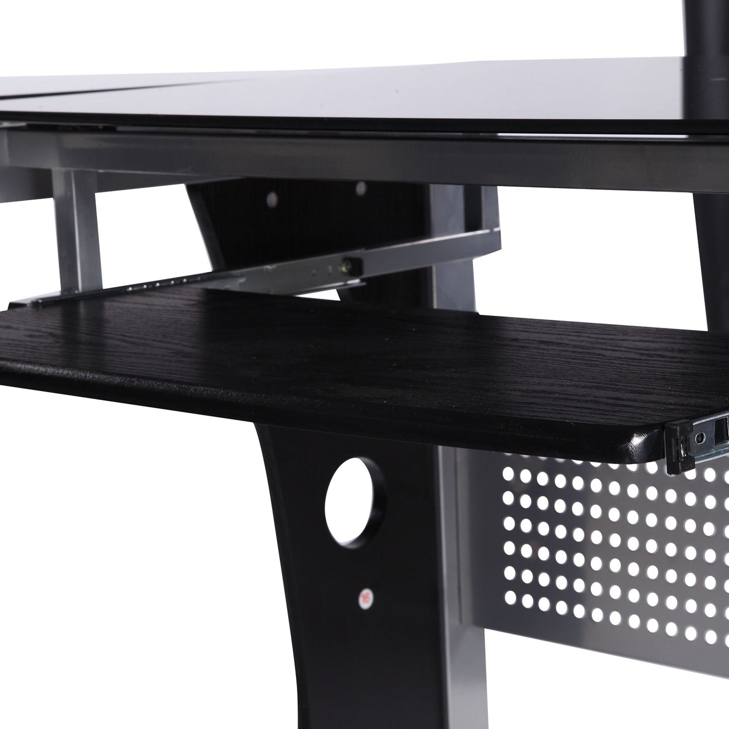 L-shaped desk, black glass, 164x139x75 cm, ready for home office