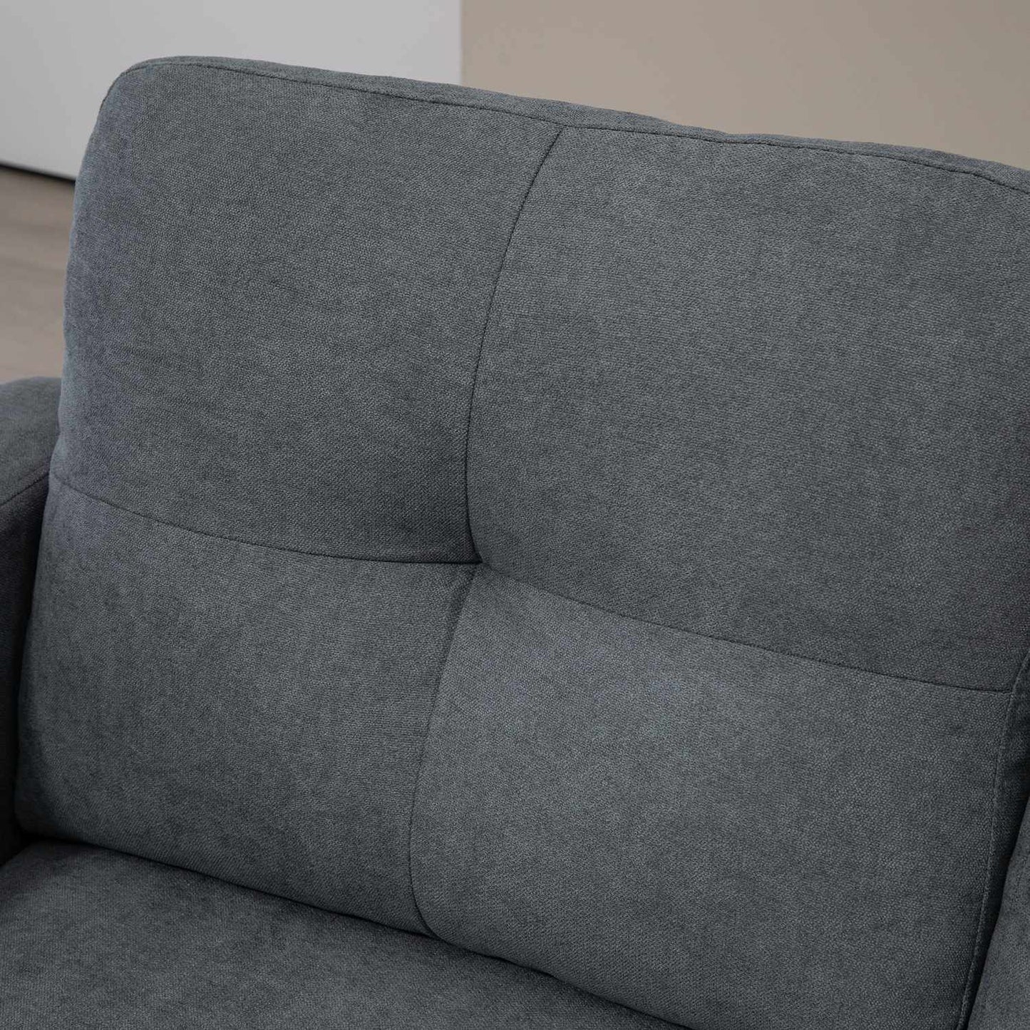 L-shaped corner sofa with chaise longue that can be attached to either side, upholstered sofa, dark grey
