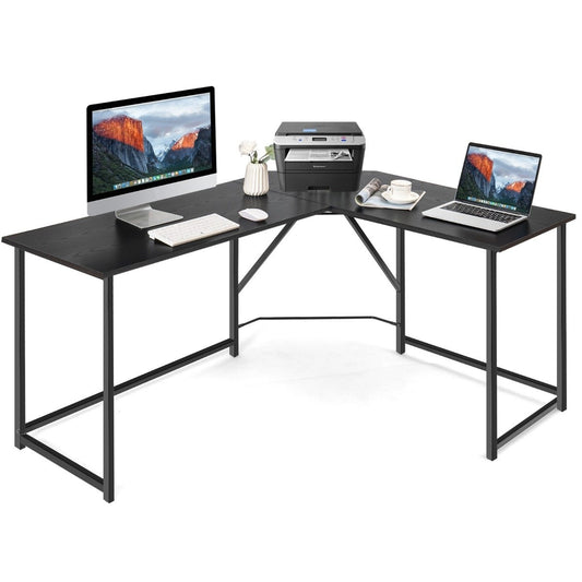 L-shaped desk with round corner modern computer desk 148 × 120 × 75 cm black