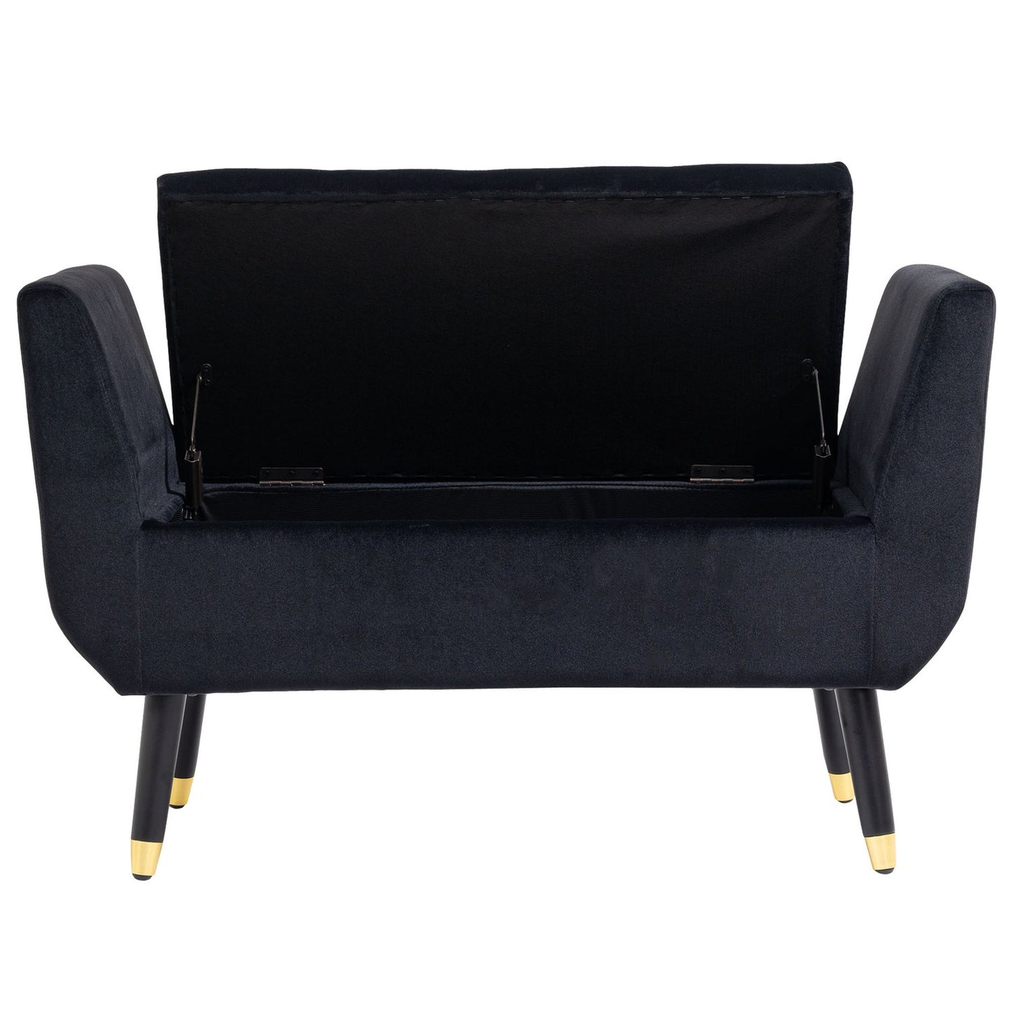 Luxuriously upholstered black bench with storage - velvet slipper, 107cm
