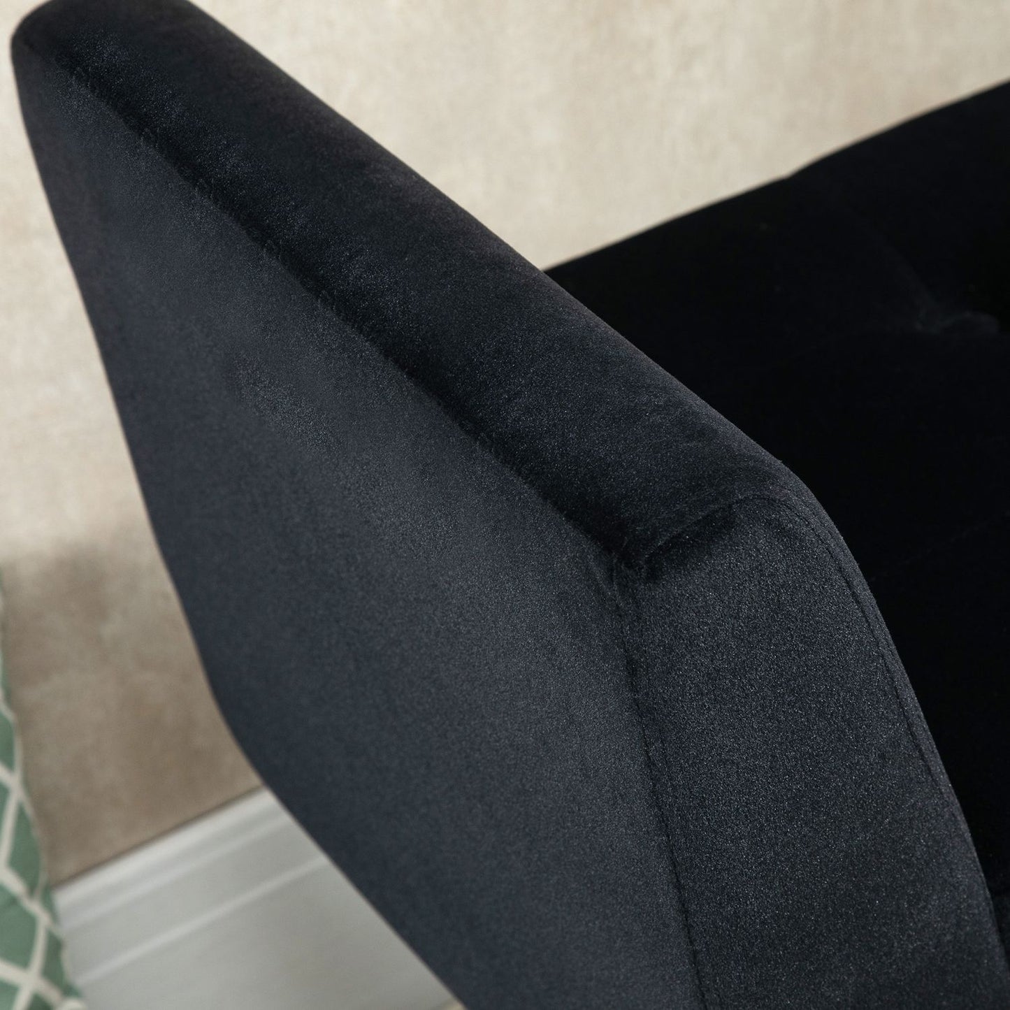 Luxuriously upholstered black bench with storage - velvet slipper, 107cm