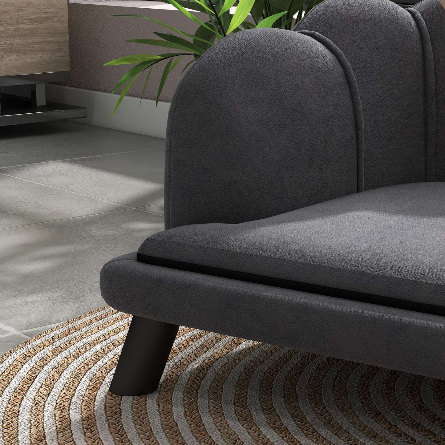 Luxury dog sofa, dark grey, wooden legs, 98.5x60.5x35.5 cm