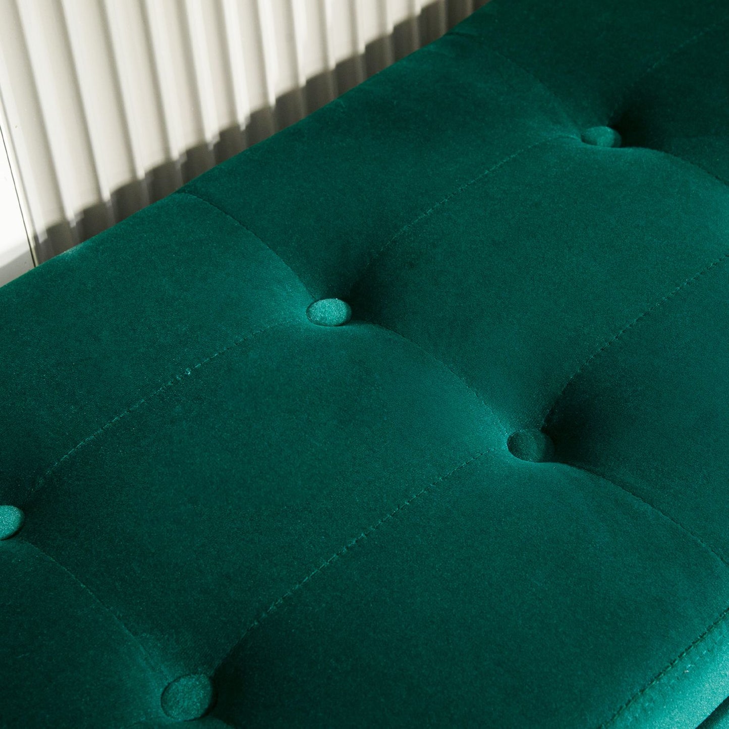 Green Velvet Storage bench with armrests - 107 x 42 x 65 cm