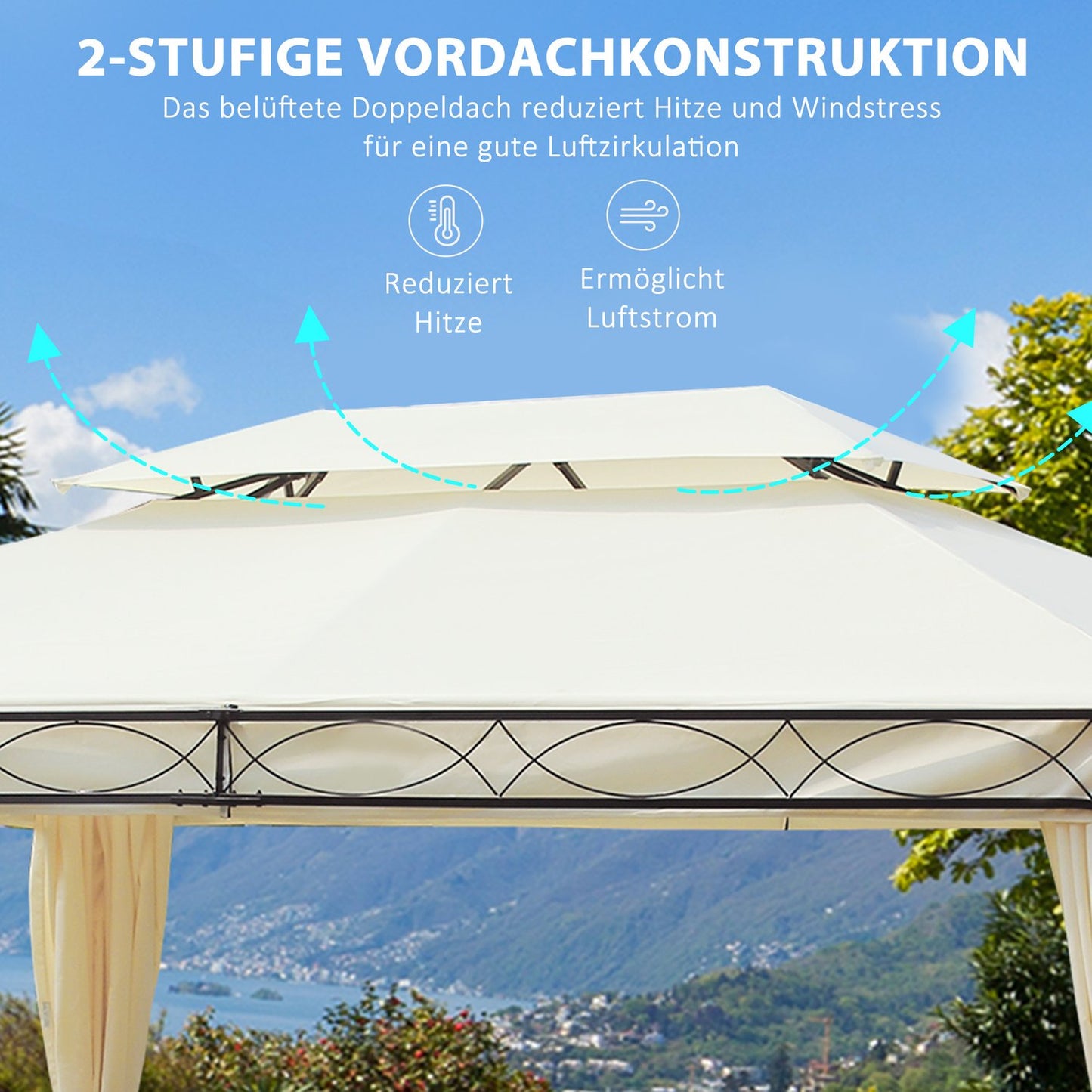Cream Luxury Garden Pavilion Tent 3x4 m - Perfect for terrace