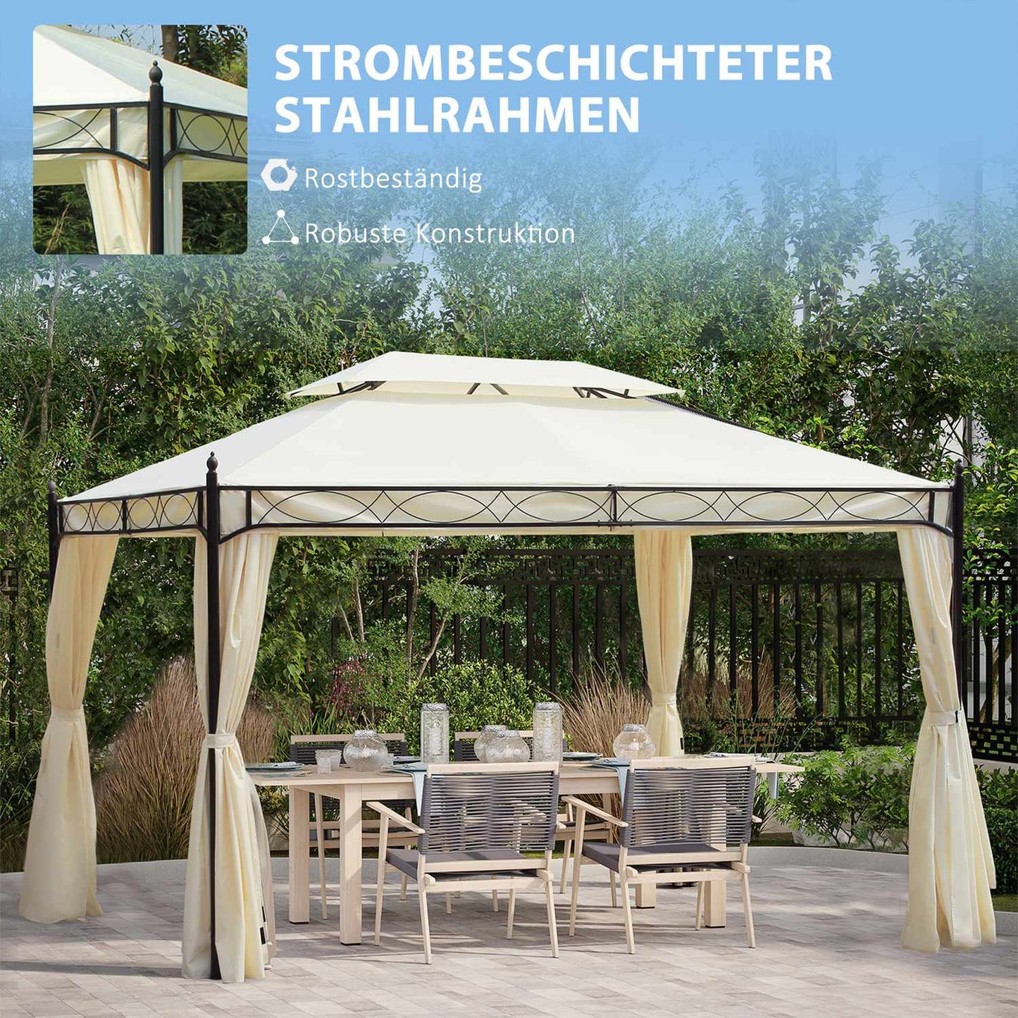Cream Luxury Garden Pavilion Tent 3x4 m - Perfect for terrace