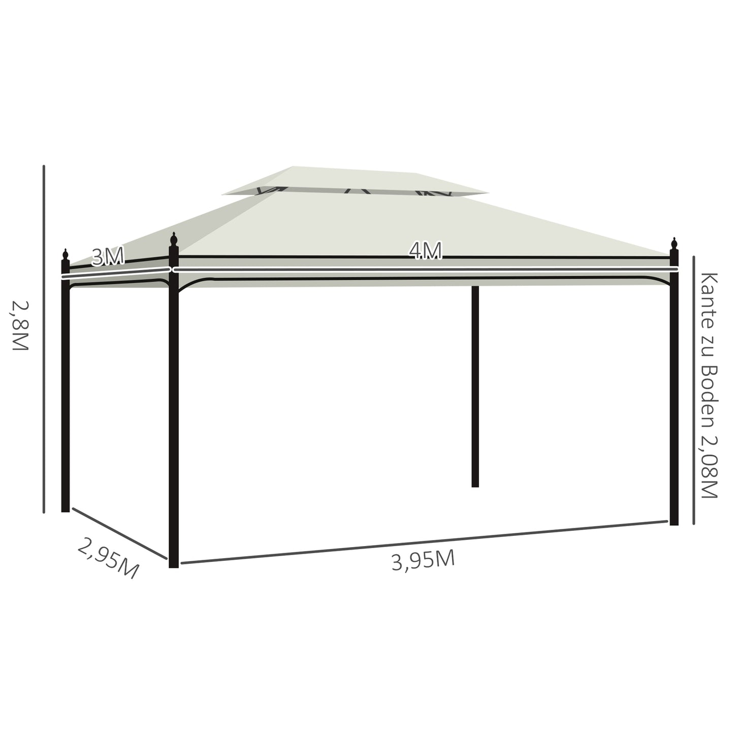 Cream Luxury Garden Pavilion Tent 3x4 m - Perfect for terrace