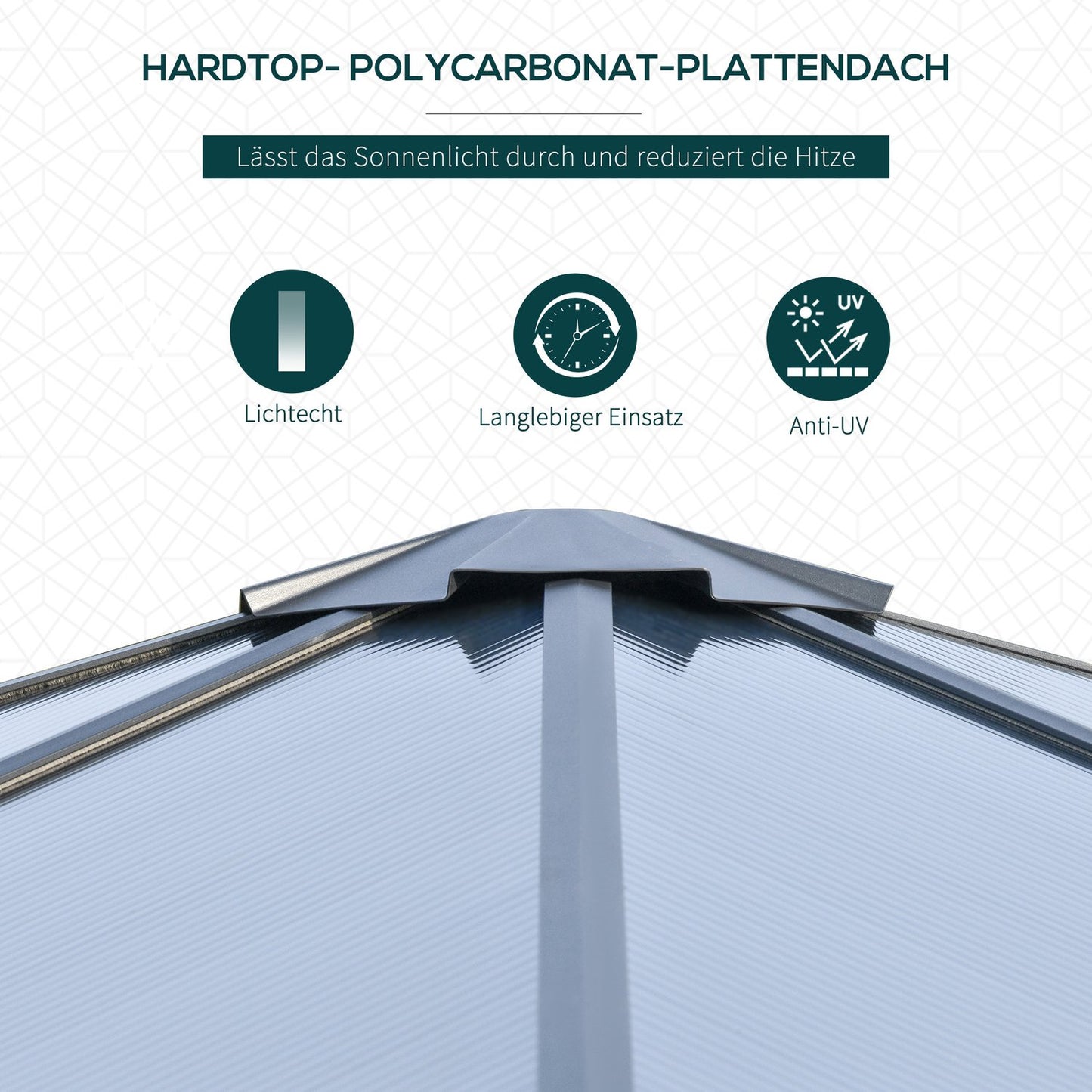 Aluminum garden party tent, transparent roof, 300x360x265cm