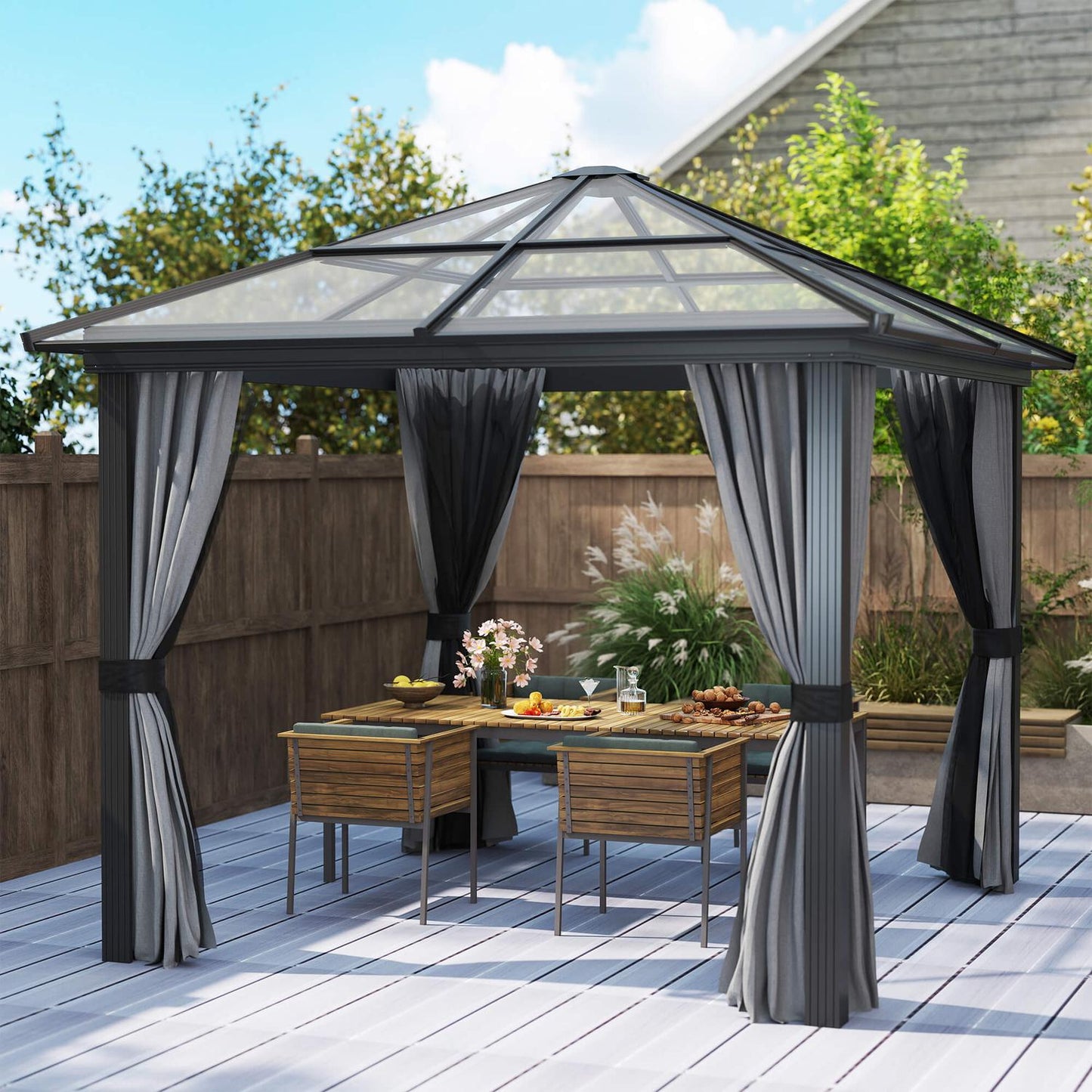 Aluminum garden party tent, transparent roof, 300x360x265cm