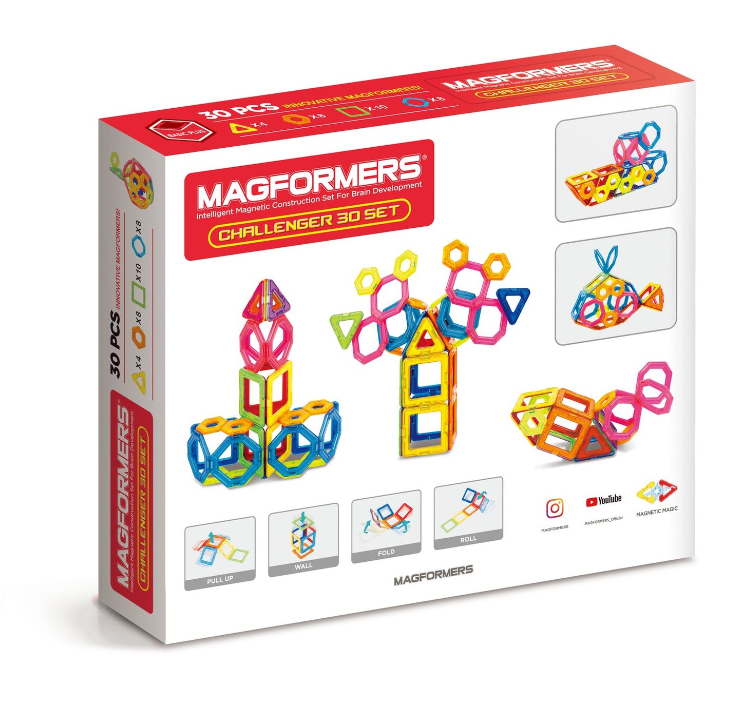Magformers Magnet Constructor Set Challenger, 30 Pcs
