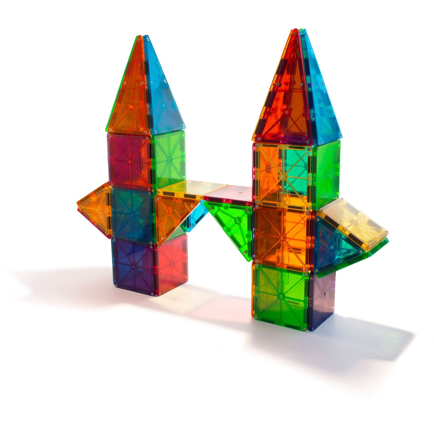 Magna-Tiles Magnetic Building Tiles Clear Colors, 100 Pcs