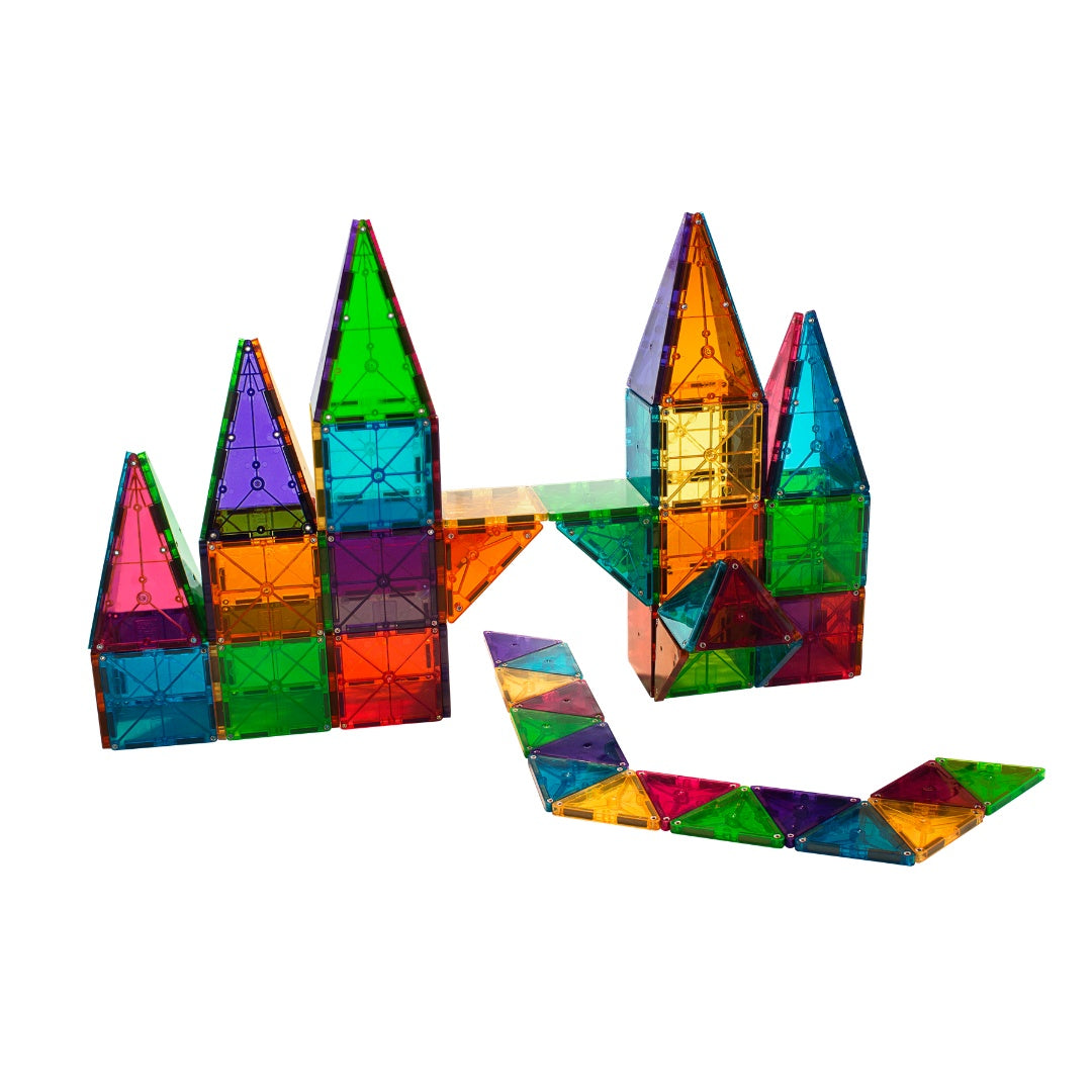 Magna-Tiles Magnetic Building Tiles Clear Colors, 100 Pcs