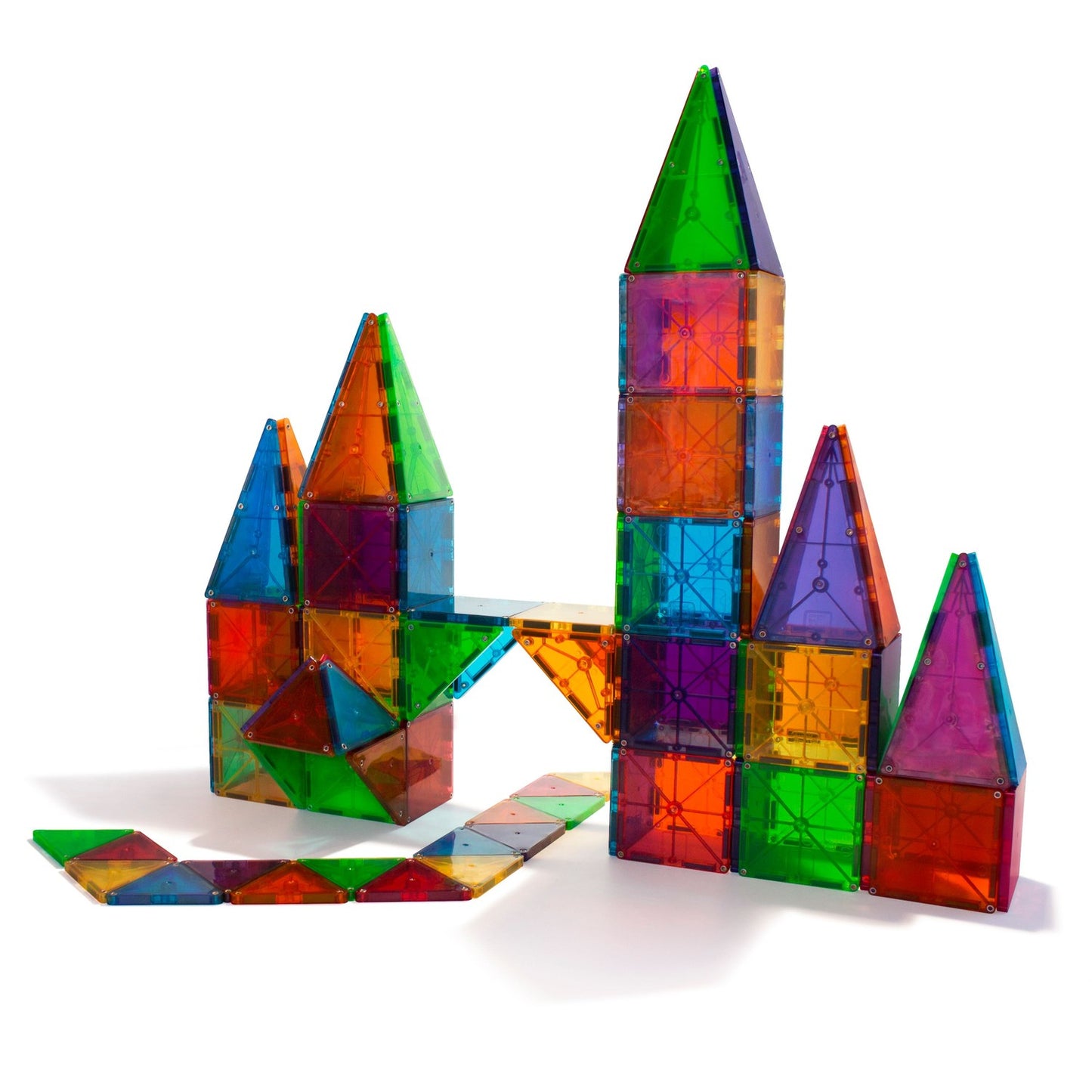 Magna-Tiles Magnetic Building Tiles Clear Colors, 100 Pcs