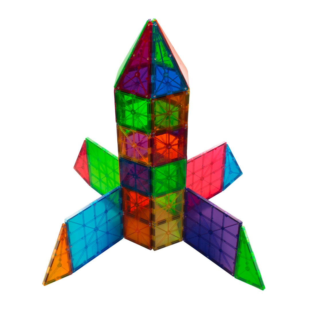 Magna-Tiles Magnetic Building Tiles Clear Colors, 100 Pcs