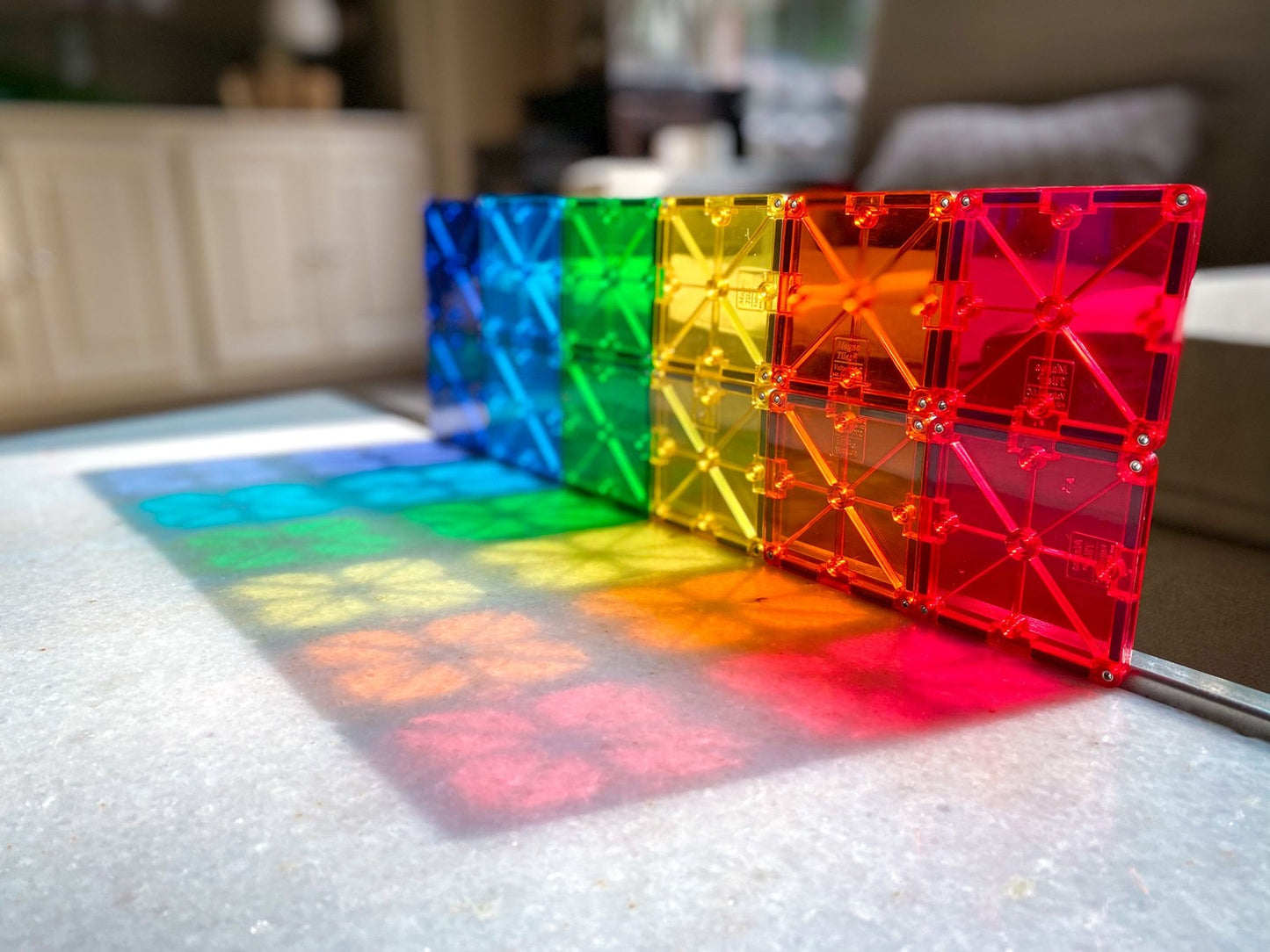 Magna-Tiles Magnetic Building Tiles Clear Colors, 32 Pcs