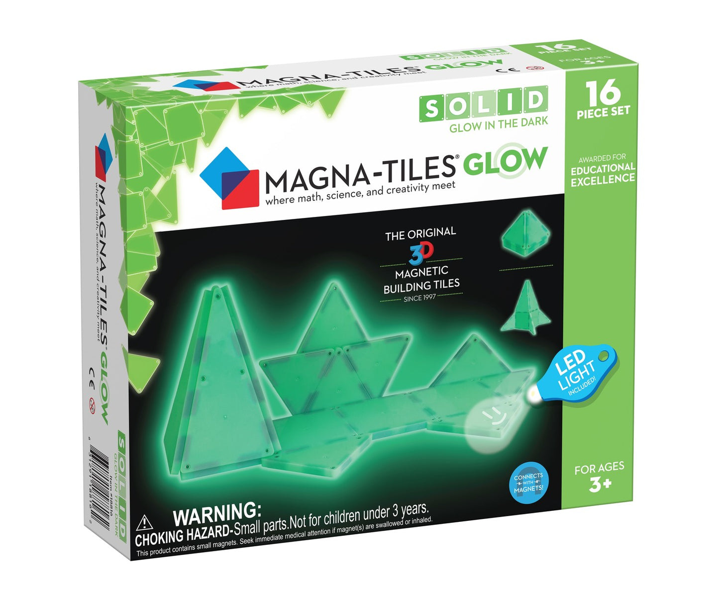 Magna-Tiles Magnetic Building Tiles Glow, 16 Pcs