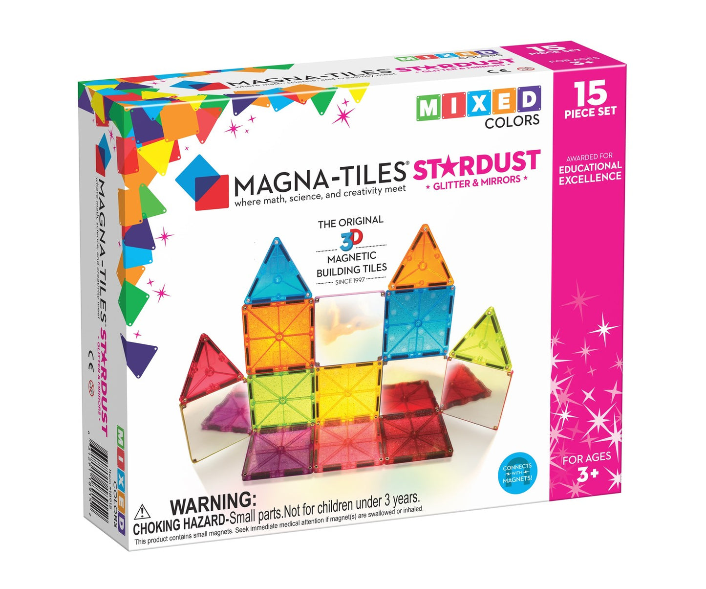 Magna-Tiles Magnetic Building Tiles Stardust, 15 Pcs