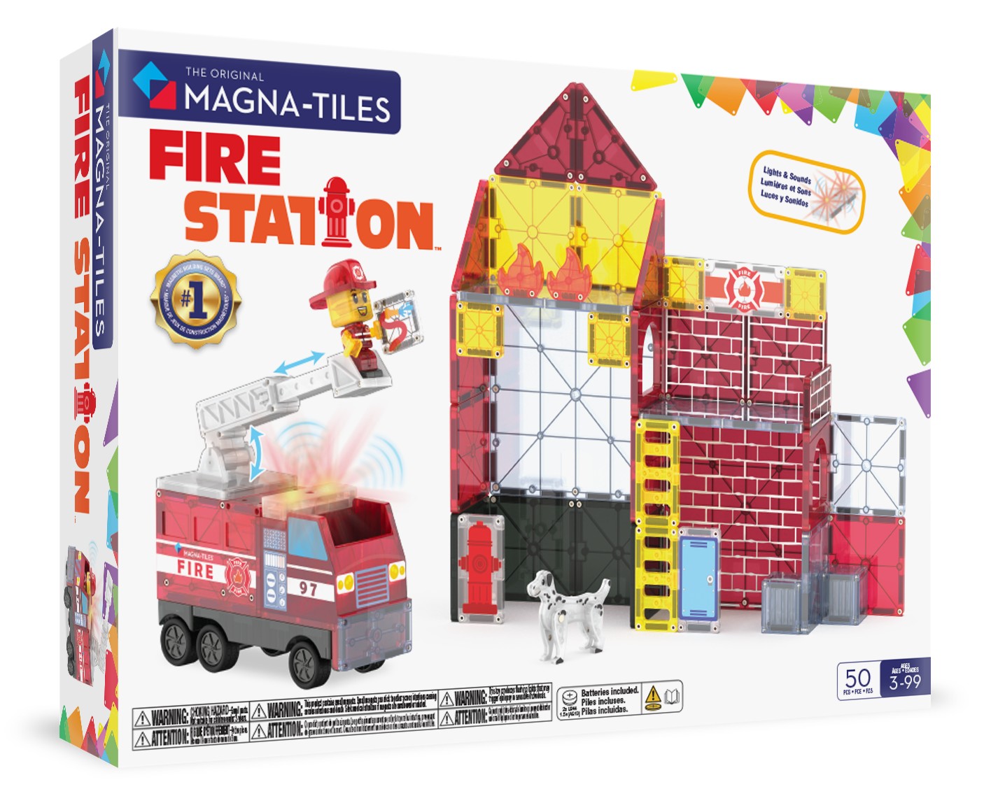 Magnet Constructor Set, Fire Station Theme, 50 Pieces
