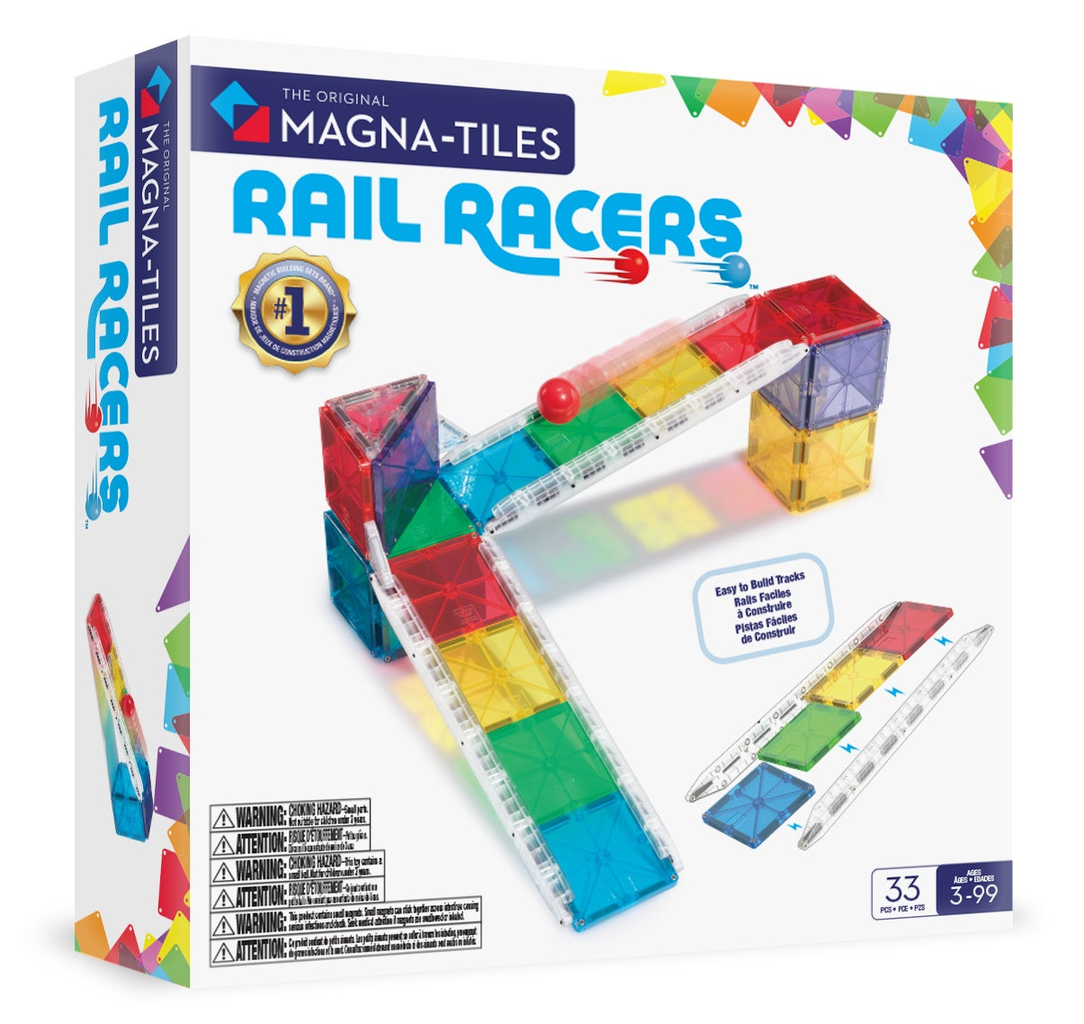 Magnet Constructor Set with Rail Racers, 33 Pieces