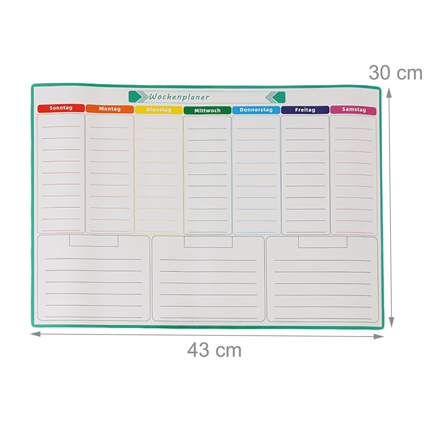 Magnetic A3 Weekly Planner with 7 Markers, Wipeable