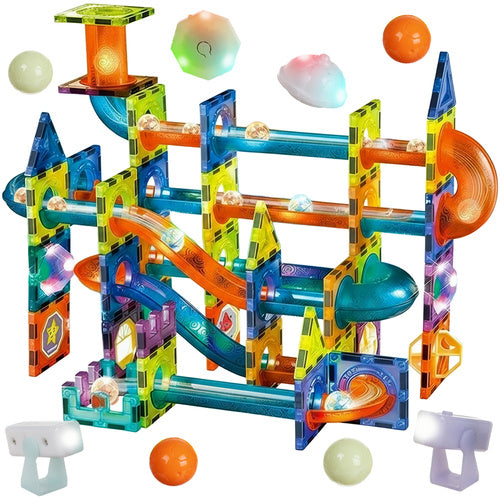 Magnetic Ball Track Set, 110-Piece Educational Blocks