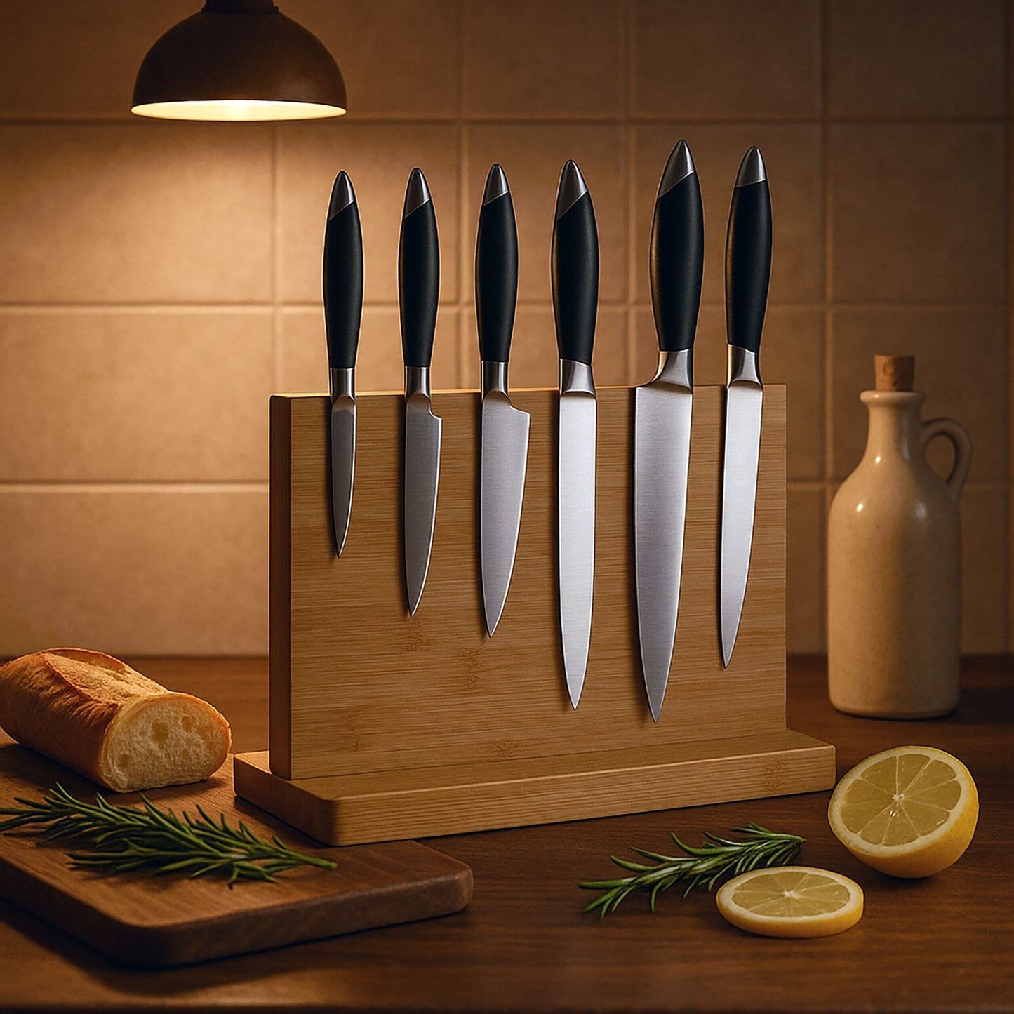 Magnetic Bamboo Knife Block – Reversible, Stable Stand