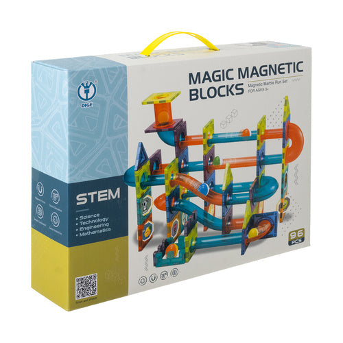 Magnetic Building Blocks Set, 96 Pieces, Ball Track Toy