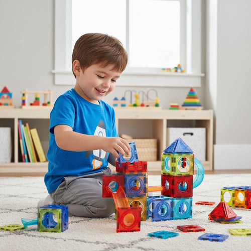 Magnetic Building Blocks Set, 96 Pieces, Ball Track Toy