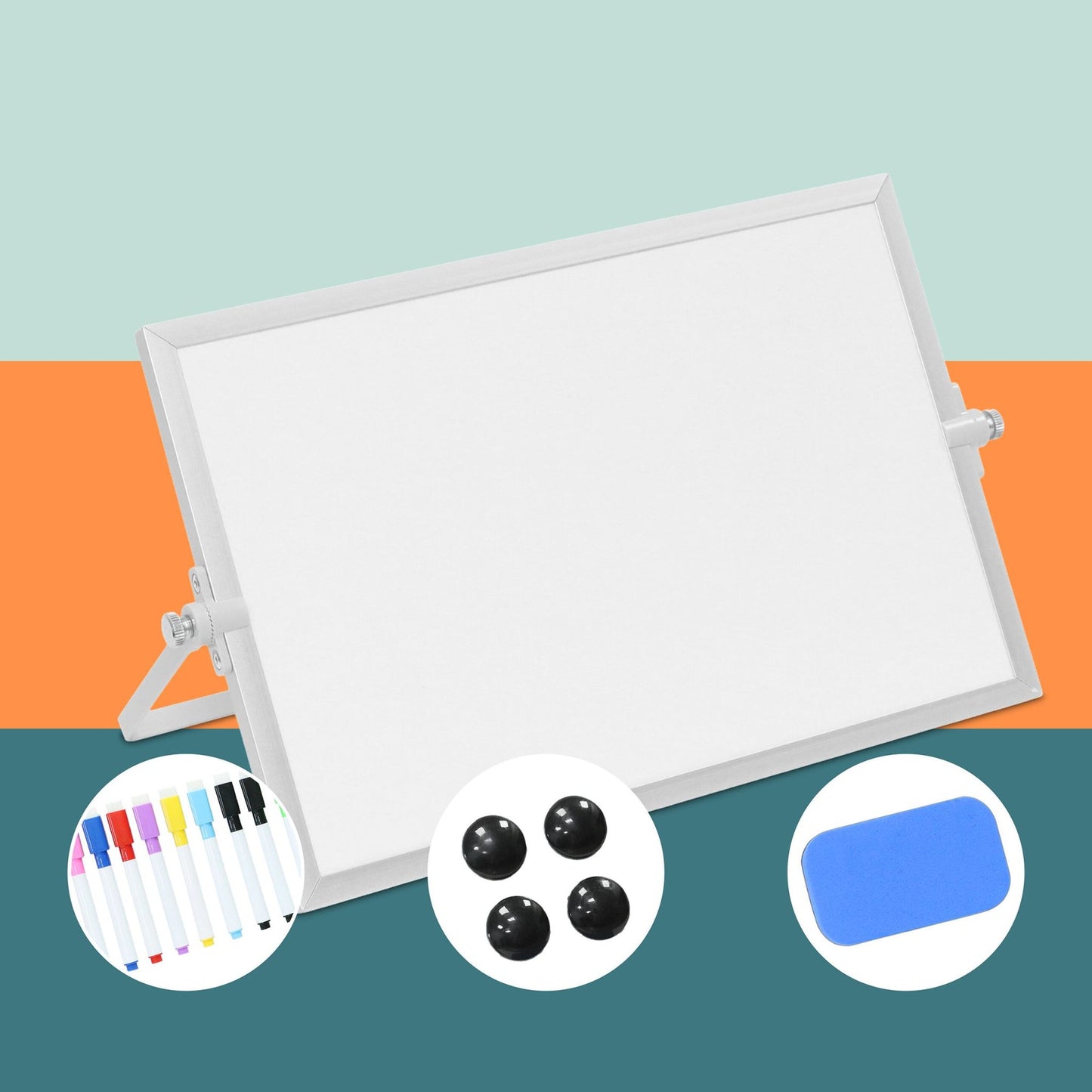 Magnetic Desk Whiteboard with Markers & Magnets