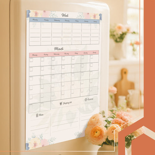 Magnetic Fridge Planner, Large 60x45cm, Dry Erase