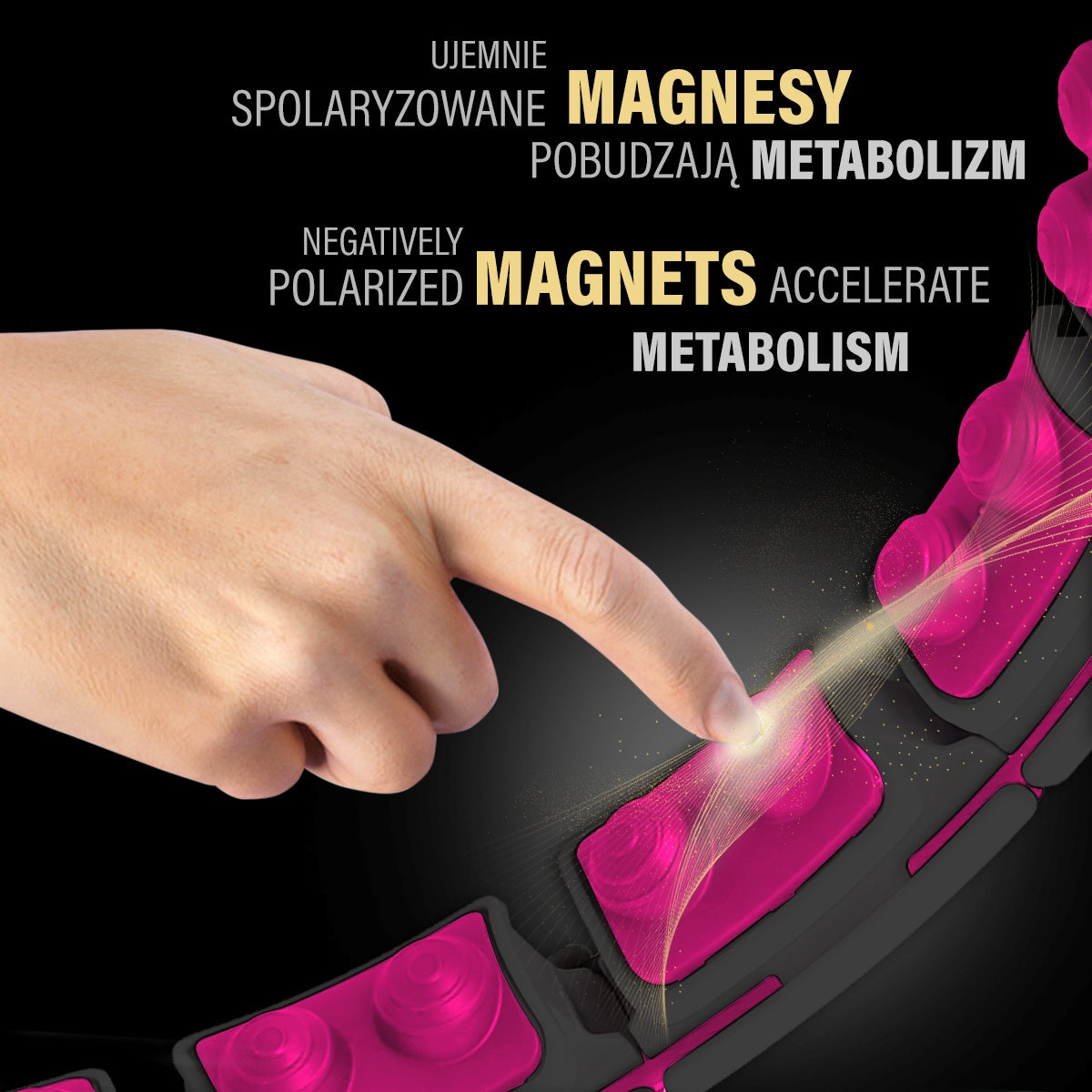 Magnetic Weighted Hula Hoop, Black/Pink, with Counter