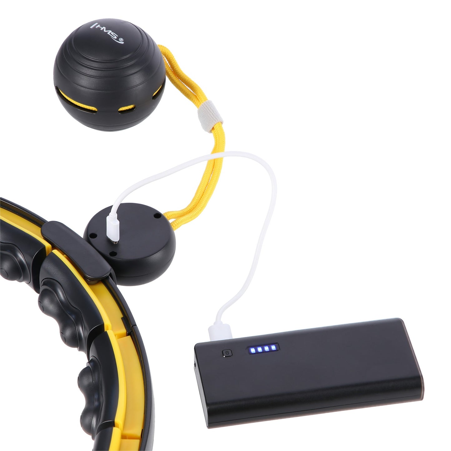 Magnetic Weighted Hula Hoop, TPE, Black/Yellow, with Counter